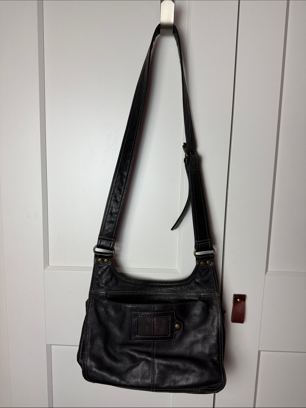 Vintage Fossil crossbody mini messenger bag 90s Y2K soft leather gold hardware - Picture 10 of 16